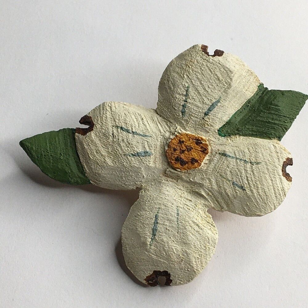Dogwood Brooch N.C. State Flower Brooch Handmade Cottage Grandma Fairycore Pin